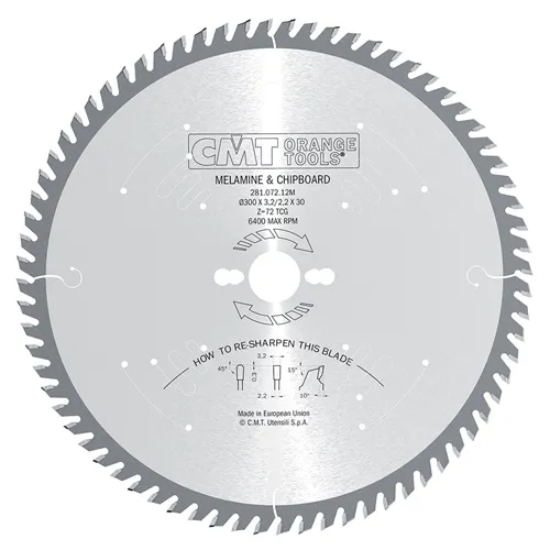 CMT Industrial Körfűrészlap lamino-ra és DTD-re - D160x2,2 d20 Z40 HW Virutex