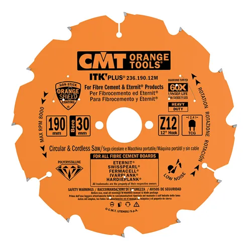 CMT ITK Gyémánt körfűrészlap cementkötésű faforgácslapra - D125x2 d22,23 Z7