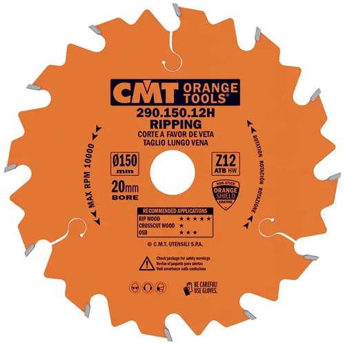 CMT Orange körfűrészlap hosszanti vágásokhoz - D180x30 Z12 HW