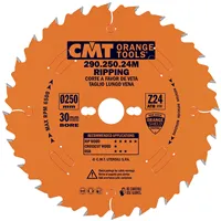 CMT Orange körfűrészlap hosszanti vágásokhoz - D250x2,8 d30 Z24 HW