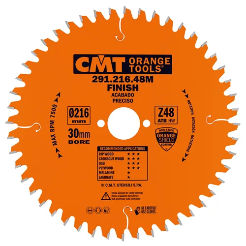 CMT Orange Körfűrészlap elektromos szerszámokhoz univerzális - D216x2,8 d30 Z48 HW -5°Neg