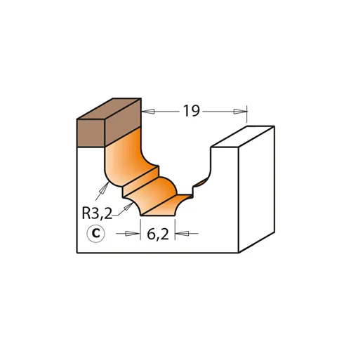 CMT Profil homlokmaró csapággyal - Profil C, R3,2 D19x12,3 S=6 HW