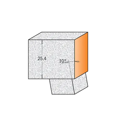 CMT C980.57 Éllevágó maró kúpos csapággyal CORIAN táblákhoz - D22x25,4 A10° L78 S=12