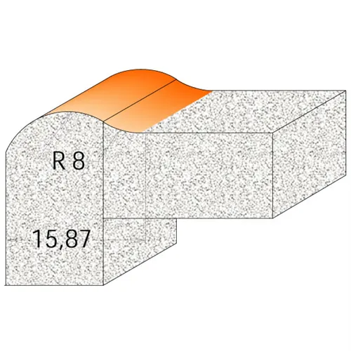 CMT C981 Profil homlokmaró CORIAN élekre - D25,4 I12,7 R8 S=12