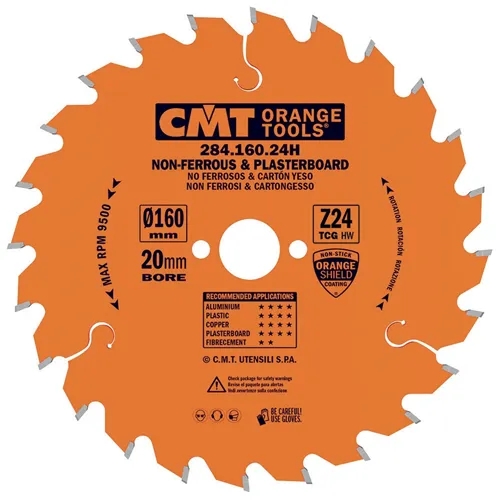 CMT Orange Körfűrészlap színesfémekre és műanyagokra - D160x2,2 d20 Z24 HW