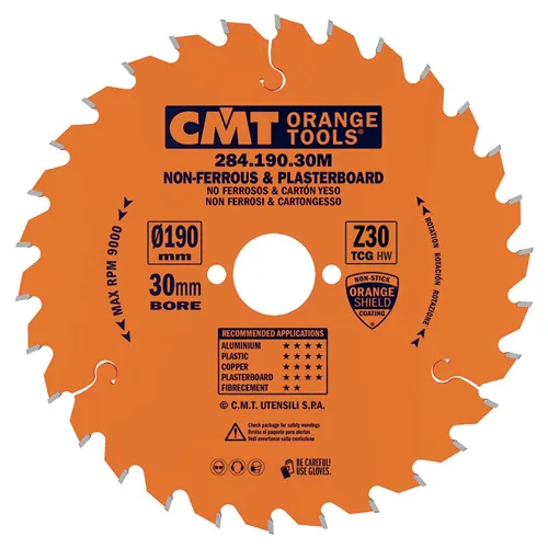 CMT Orange Körfűrészlap színesfémekre és műanyagokra - D190x2,6 d30 Z30 HW